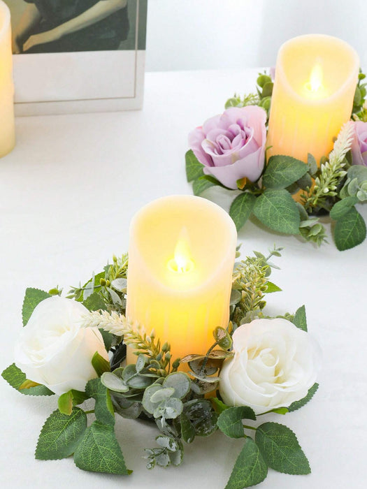 1pcs Corona de flores artificiales para vela, adecuada para decoración - Quierox - Tienda Online