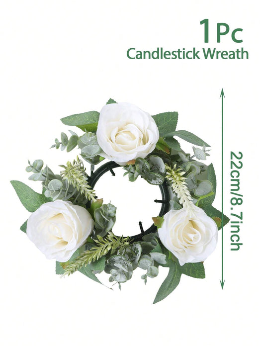 1pcs Corona de flores artificiales para vela, adecuada para decoración - Quierox - Tienda Online