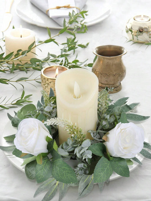 1pcs Corona de flores artificiales para vela, adecuada para decoración - Quierox - Tienda Online