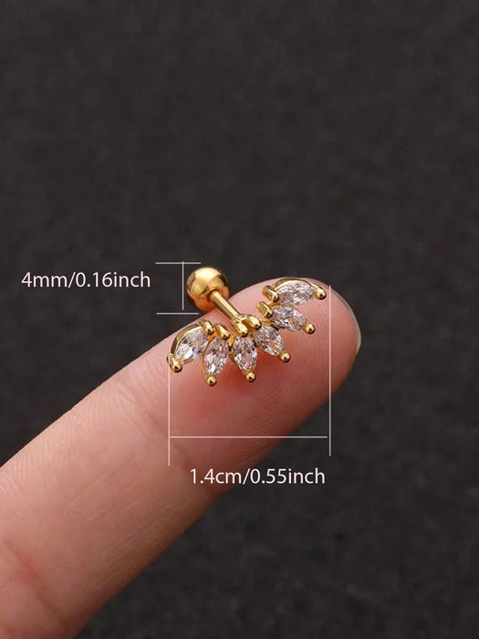 1pcsde Arete Lindo De Corteza De Circonita Cúbica Para Mujeres, 6 Garras De Corona - Quierox - Tienda Online