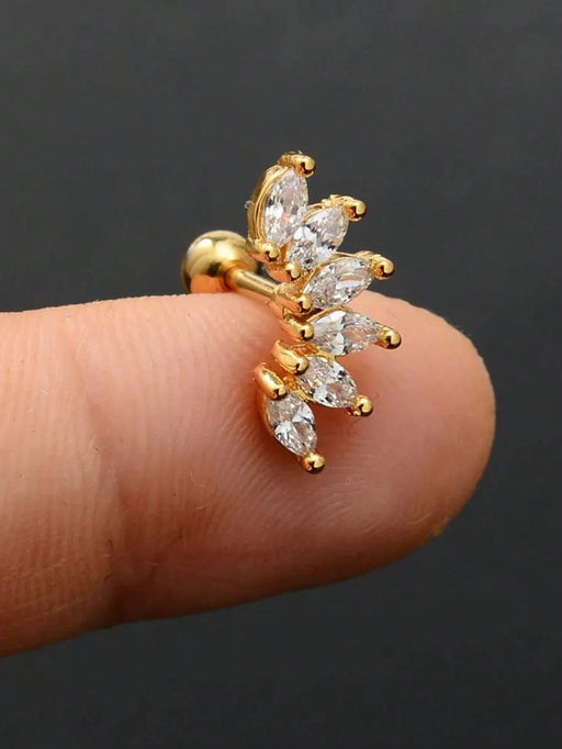 1pcsde Arete Lindo De Corteza De Circonita Cúbica Para Mujeres, 6 Garras De Corona - Quierox - Tienda Online
