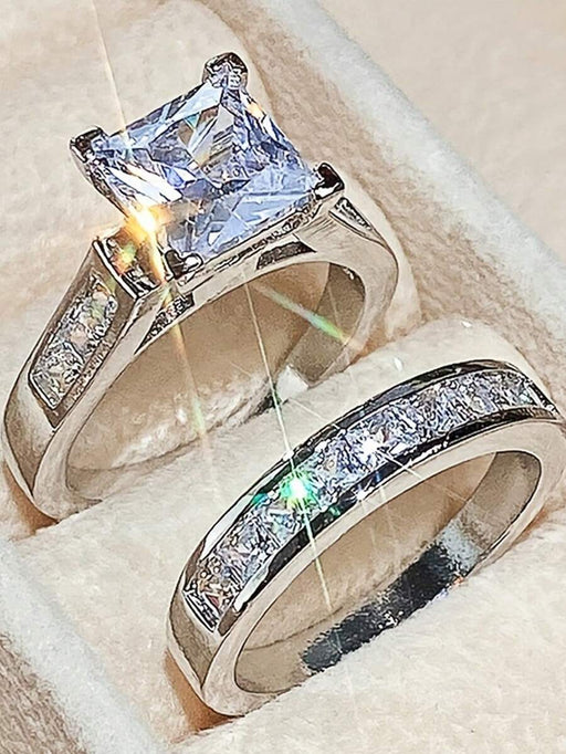 2 anillos de aleación de moda con circonitas brillantes para fiestas de mujer - Quierox - Tienda Online