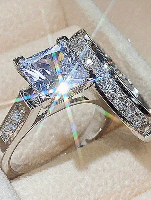 2 anillos de aleación de moda con circonitas brillantes para fiestas de mujer - Quierox - Tienda Online