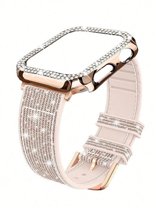 2 correas para Apple Watch. Estuche rígido de policarbonato y borde dorado rosa - Quierox - Tienda Online