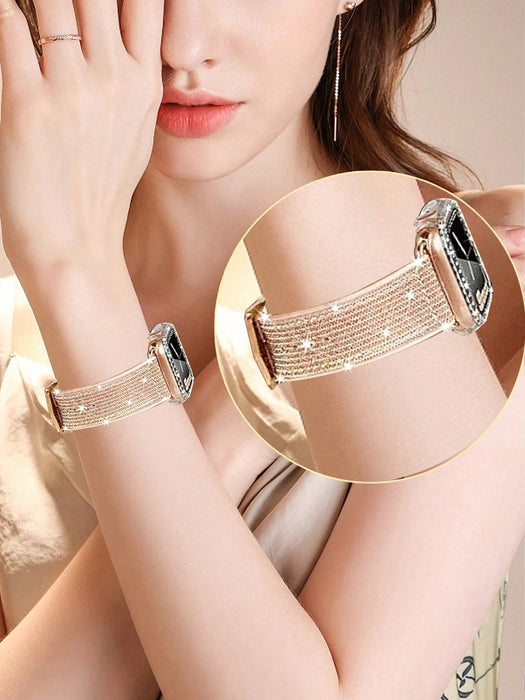 2 correas para Apple Watch. Estuche rígido de policarbonato y borde dorado rosa - Quierox - Tienda Online