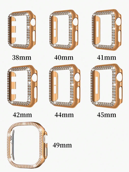 2 correas para Apple Watch. Estuche rígido de policarbonato y borde dorado rosa - Quierox - Tienda Online