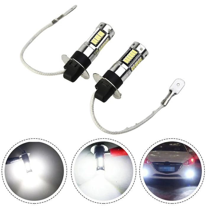 2 faros antiniebla LED H3 para coche, lámparas de alta potencia, bombillas de circulación diurna, superbrillantes - Quierox - Tienda Online