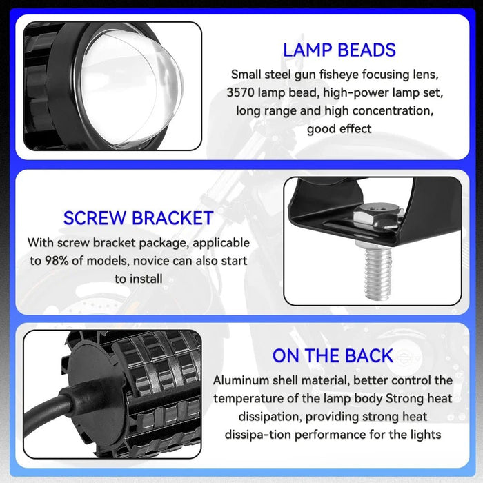 2 faros LED para motocicleta, 12 V, luces LED de alto brillo - Quierox - Tienda Online
