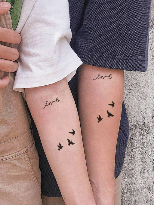 2 Hojas de papel, pájaro y letra tatuaje temporal gráfico - Quierox - Tienda Online