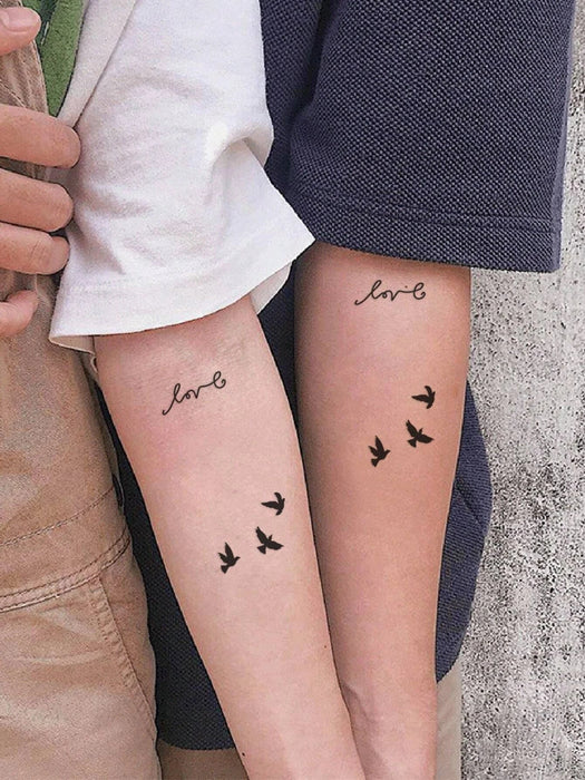 2 Hojas de papel, pájaro y letra tatuaje temporal gráfico - Quierox - Tienda Online