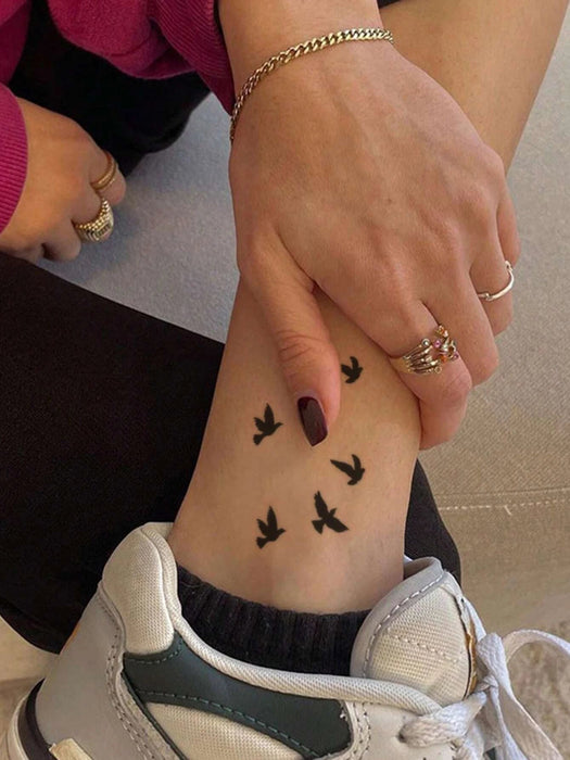 2 Hojas de papel, pájaro y letra tatuaje temporal gráfico - Quierox - Tienda Online