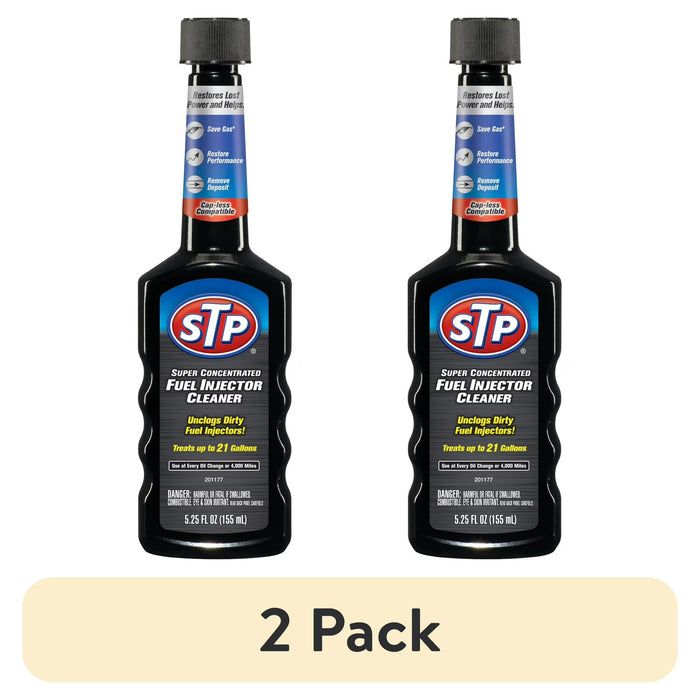 Paquete de 2 Limpiador de inyectores de combustible súper concentrado STP 5.25 oz para aditivo automotriz