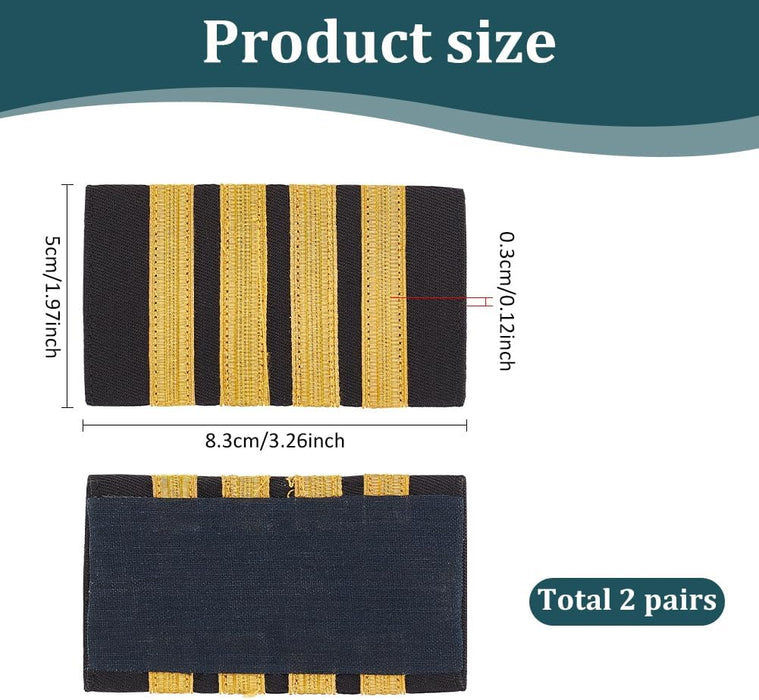 2 pares de charreteras de uniforme de piloto, tablas de hombro de capitán - Quierox - Tienda Online