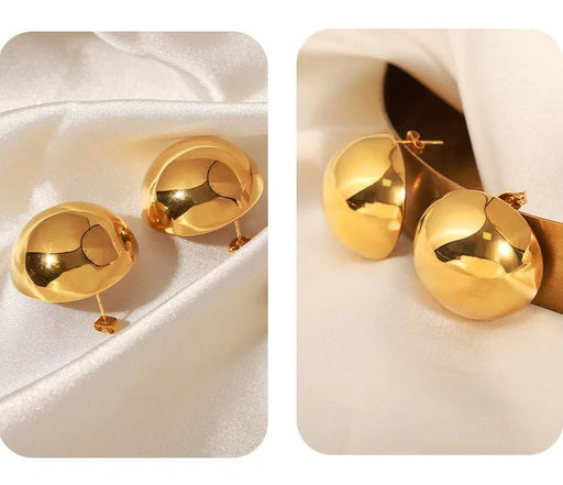 2 pares de Pendientes redondos brillantes para mujer, de acero inoxidable - Quierox - Tienda Online