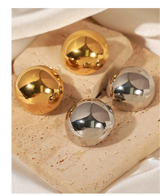 2 pares de Pendientes redondos brillantes para mujer, de acero inoxidable - Quierox - Tienda Online