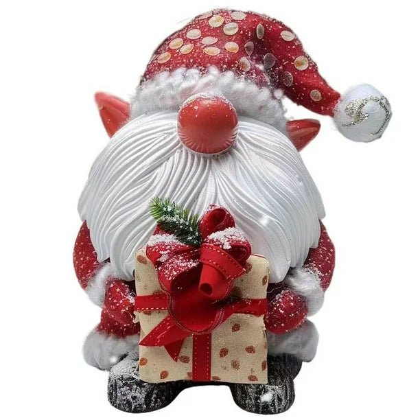 2 pcs de Adorno Navideño de Gnomo, Figura de Papá Noel de Resina, con Diseños de Copos de Nieve y Regalos - Quierox - Tienda Online