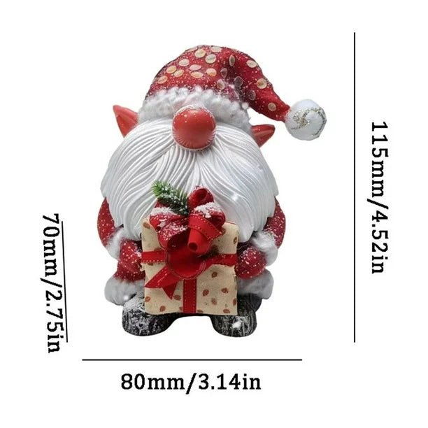 2 pcs de Adorno Navideño de Gnomo, Figura de Papá Noel de Resina, con Diseños de Copos de Nieve y Regalos - Quierox - Tienda Online