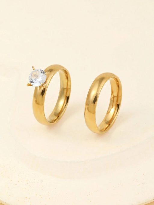 2 piezas Anillos de pareja minimalistas, incluye caja de regalo - Quierox - Tienda Online