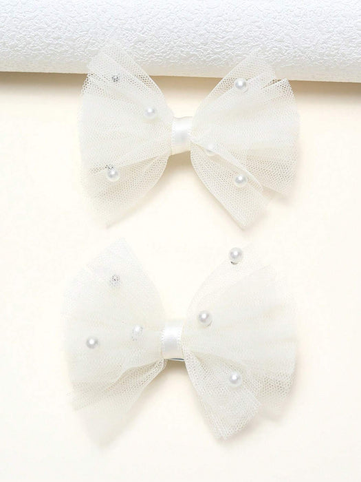 2 piezas Clips para el cabello de malla transparente blanca con perlas - Quierox - Tienda Online
