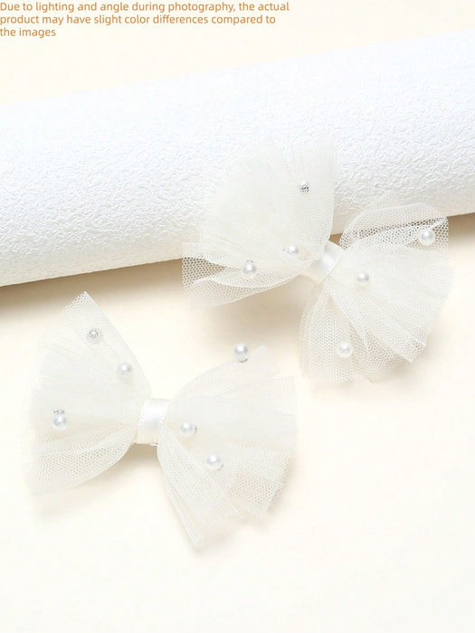 2 piezas Clips para el cabello de malla transparente blanca con perlas - Quierox - Tienda Online