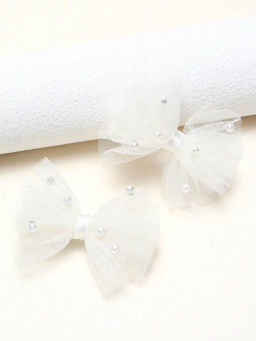 2 piezas Clips para el cabello de malla transparente blanca con perlas - Quierox - Tienda Online