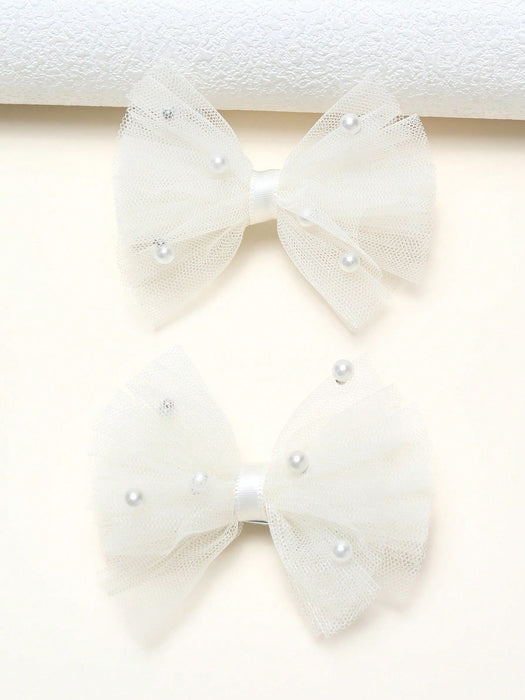 2 piezas Clips para el cabello de malla transparente blanca con perlas - Quierox - Tienda Online