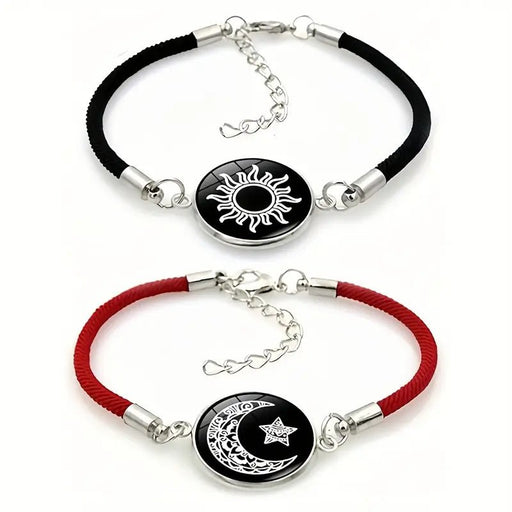 2 piezas de pulseras de sol y luna que brillan en la oscuridad, elegantes con cuentas de vidrio - Quierox - Tienda Online