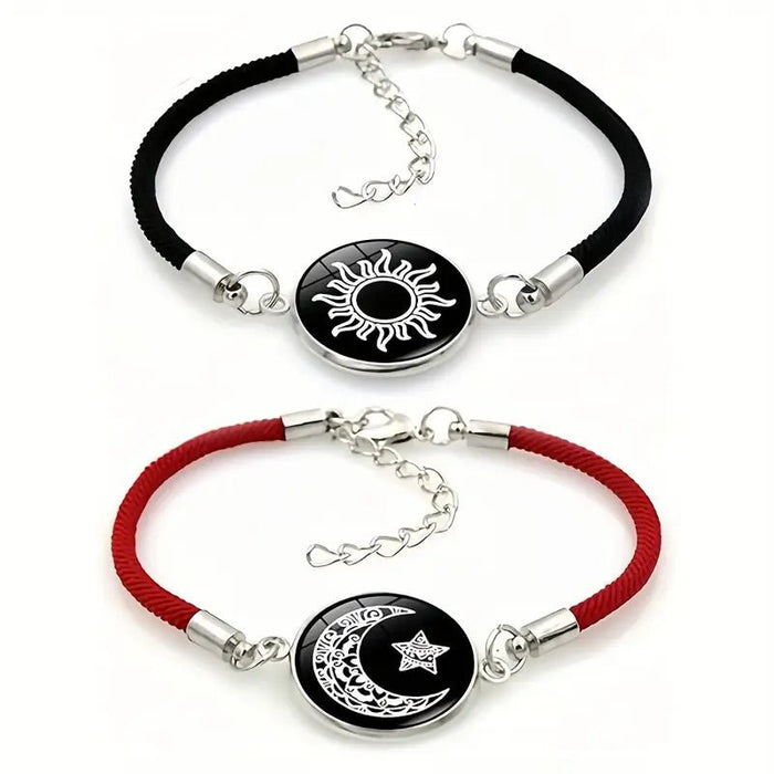 2 piezas de pulseras de sol y luna que brillan en la oscuridad, elegantes con cuentas de vidrio - Quierox - Tienda Online