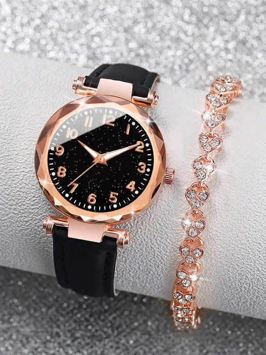 2 piezas/set Reloj de pulsera de cuarzo minimalista con esfera - Quierox - Tienda Online