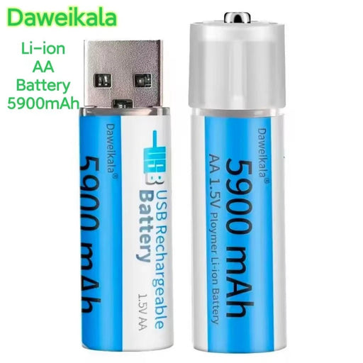 2 Pilas AA recargables por USB de iones de litio doble A de 5900 mAh, recargable - Quierox - Tienda Online
