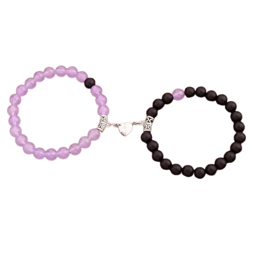 2 Pulsera de cuentas energéticas de piedra natural en forma de corazón con cierre magnético - Quierox - Tienda Online