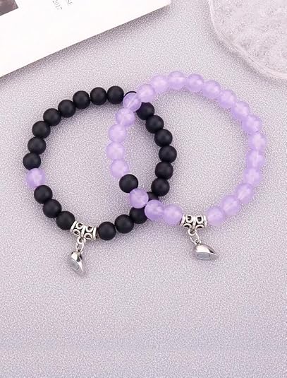 2 Pulsera de cuentas energéticas de piedra natural en forma de corazón con cierre magnético - Quierox - Tienda Online