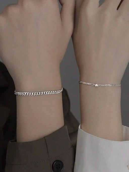2 pulseras con forma de corazón, simples y de moda, para pareja - Quierox - Tienda Online