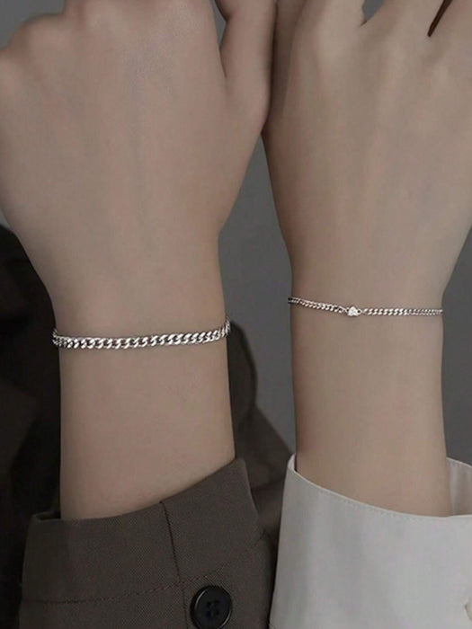 2 pulseras con forma de corazón, simples y de moda, para pareja - Quierox - Tienda Online