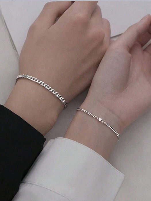 2 pulseras con forma de corazón, simples y de moda, para pareja - Quierox - Tienda Online