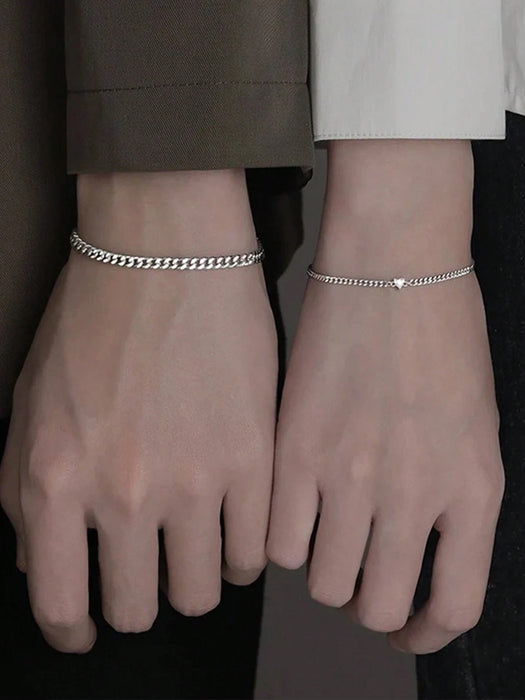 2 pulseras con forma de corazón, simples y de moda, para pareja - Quierox - Tienda Online