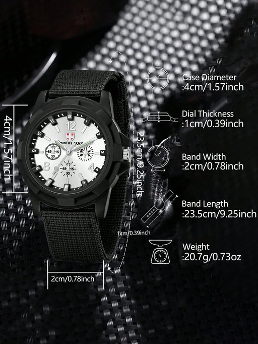 2 relojes de cuarzo clásicos deportivo para hombre con correa de lona, esfera minimalista - Quierox - Tienda Online