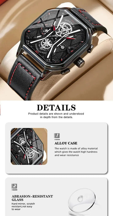 2 relojes de pulsera de cuarzo de cuero negro para hombre, reloj redondo informal de negocios - Quierox - Tienda Online