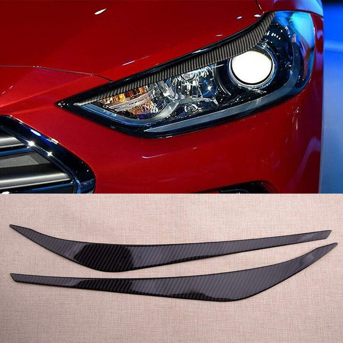 2 unids fibra de carbono delantero faro ceja párpado ajuste ajuste para Hyundai Elantra 2017 - 2018 - Quierox - Tienda Online