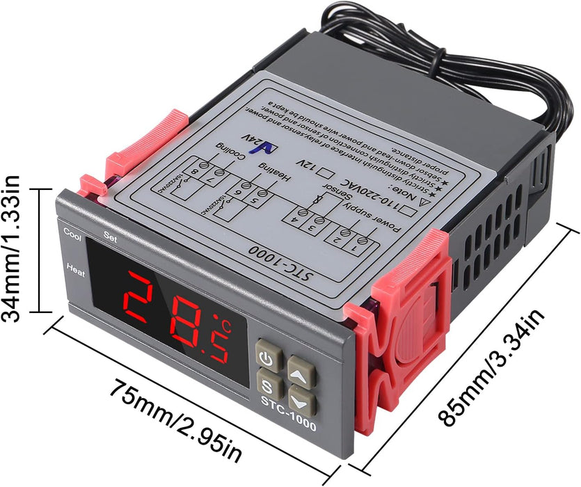 2 unids STC - 1000 controlador de temperatura digital 24 V termostato incubadora termorregulador - Quierox - Tienda Online