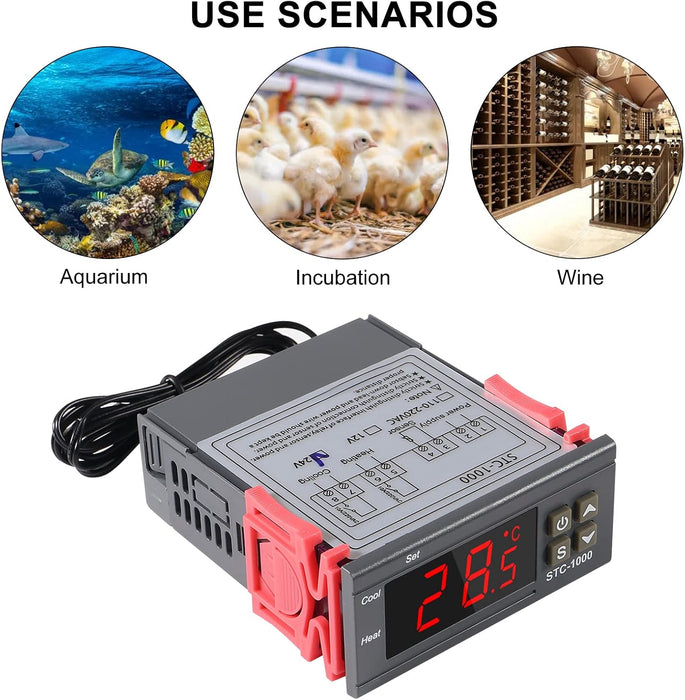 2 unids STC - 1000 controlador de temperatura digital 24 V termostato incubadora termorregulador - Quierox - Tienda Online