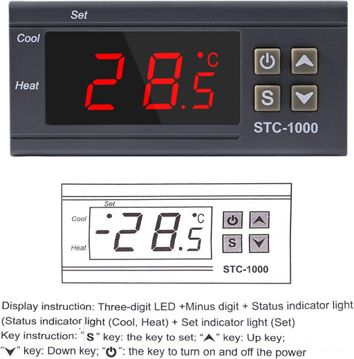2 unids STC - 1000 controlador de temperatura digital 24 V termostato incubadora termorregulador - Quierox - Tienda Online