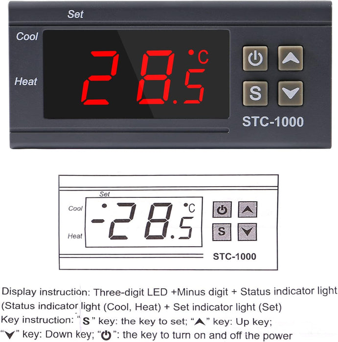 2 unids STC - 1000 controlador de temperatura digital 24 V termostato incubadora termorregulador - Quierox - Tienda Online