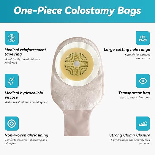 20 bolsas de colostomía, suministros de ostomía de una pieza, bolsas drenables - Quierox - Tienda Online