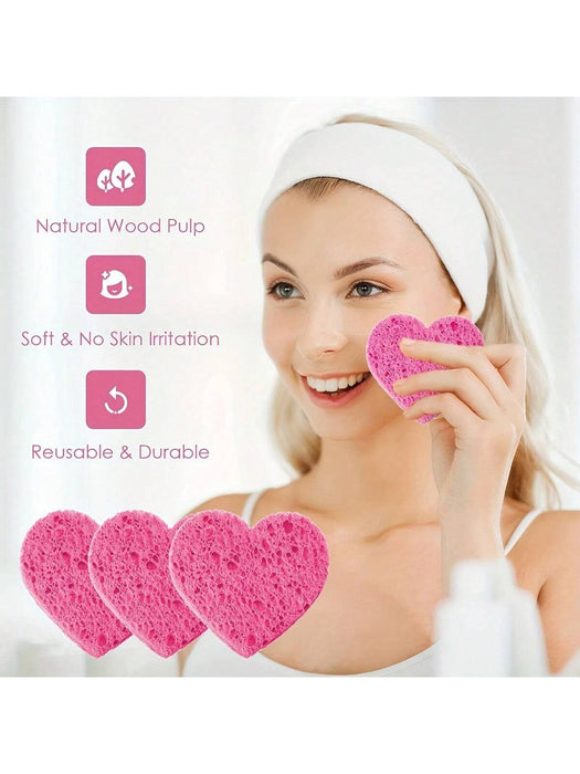 20 esponjas faciales con forma de corazón - Almohadillas naturales para lava - Quierox - Tienda Online