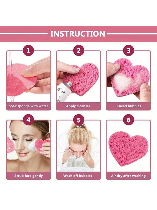 20 esponjas faciales con forma de corazón - Almohadillas naturales para lava - Quierox - Tienda Online