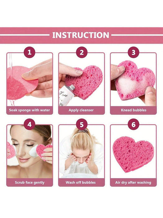 20 esponjas faciales con forma de corazón - Almohadillas naturales para lava - Quierox - Tienda Online