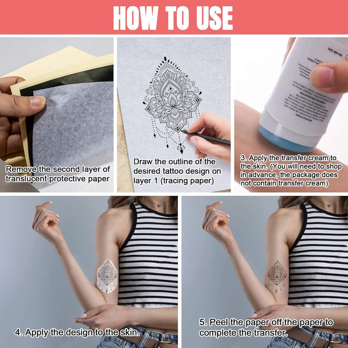 20 hojas de papel de transferencia de tatuajes - Quierox - Tienda Online
