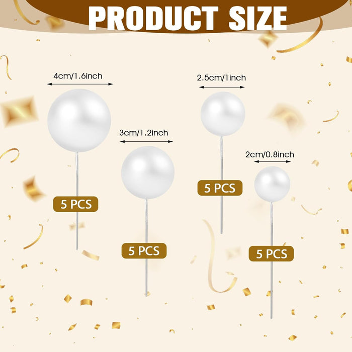 20 piezas de decoración de bolas blancas para tartas - Quierox - Tienda Online