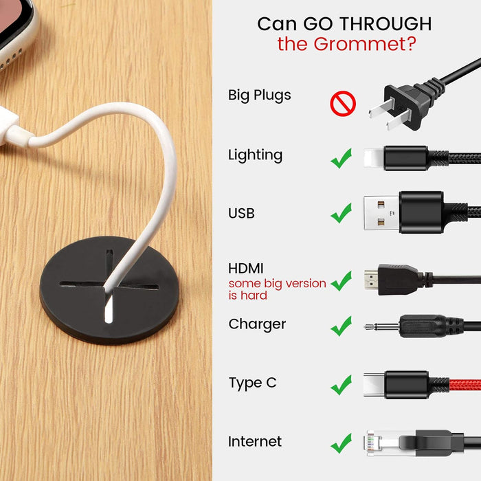 20 piezas de ojales flexibles para escritorio, ojales de silicona para cables - Quierox - Tienda Online